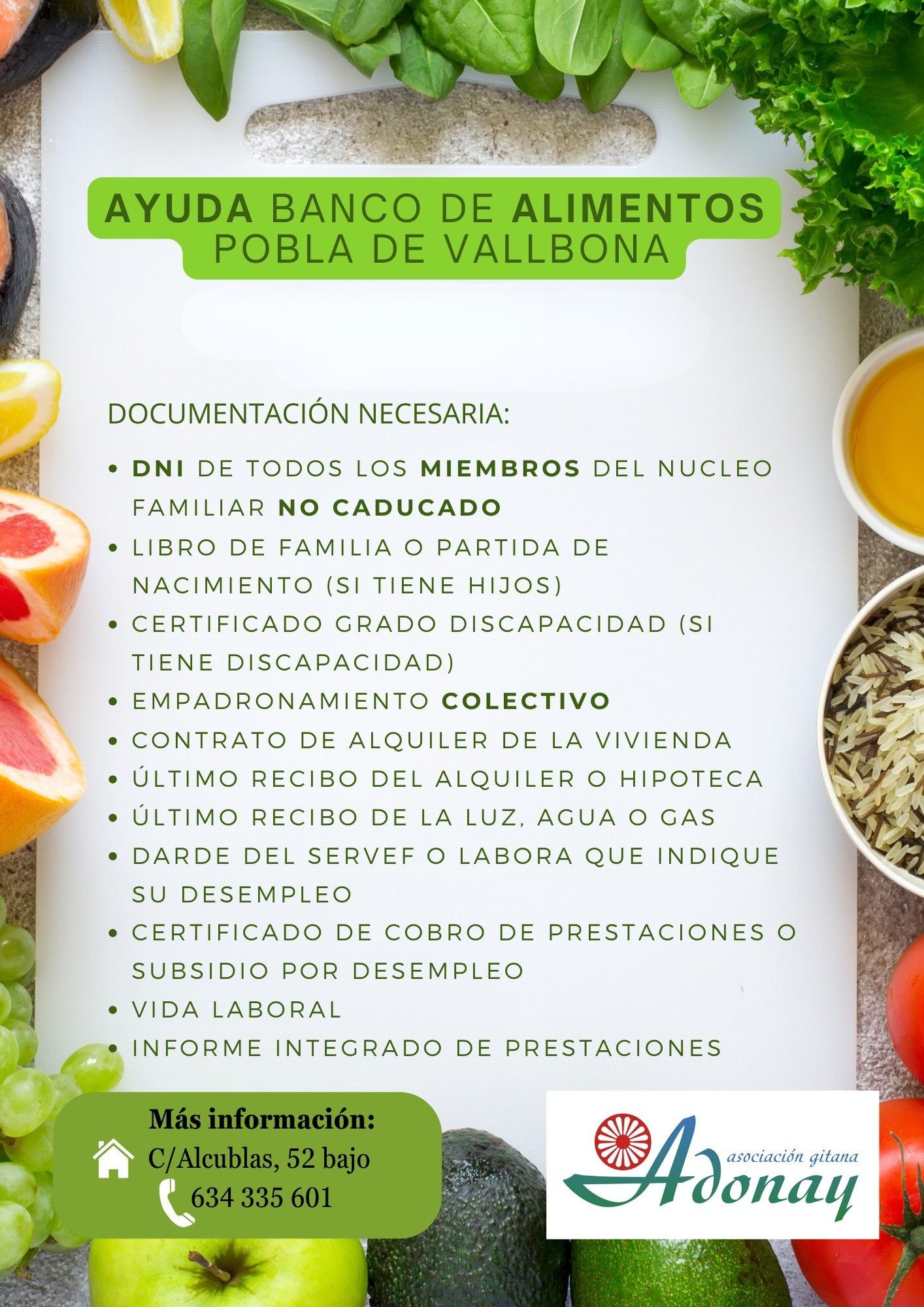 documentacion banco de alimentos 2026